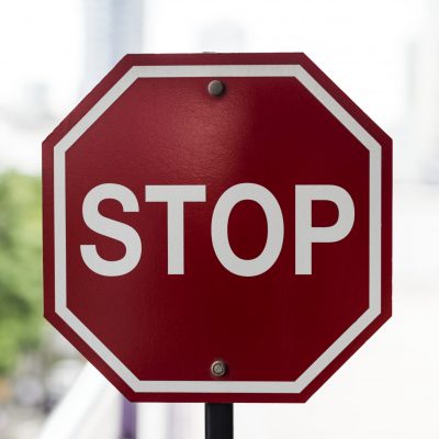 Closeup of stop road sign